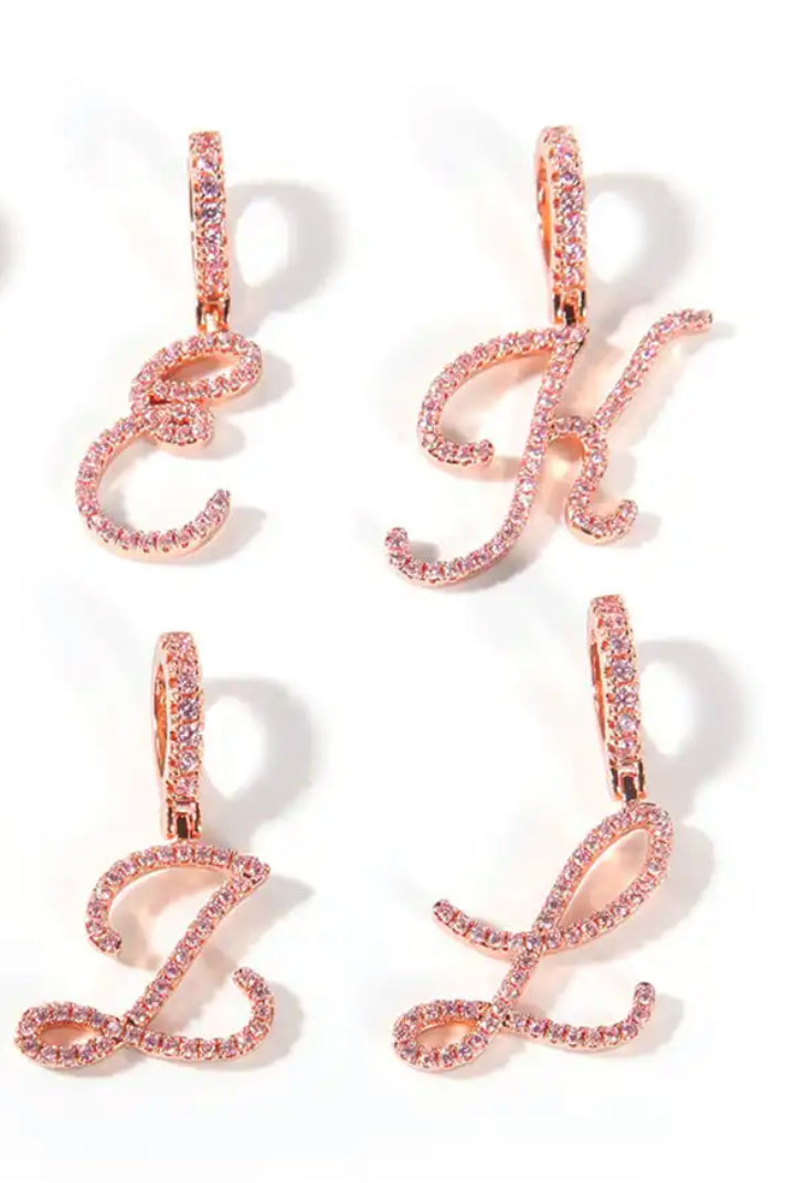 Pink Cursive Initial Pendants: Personalize Your Elegance