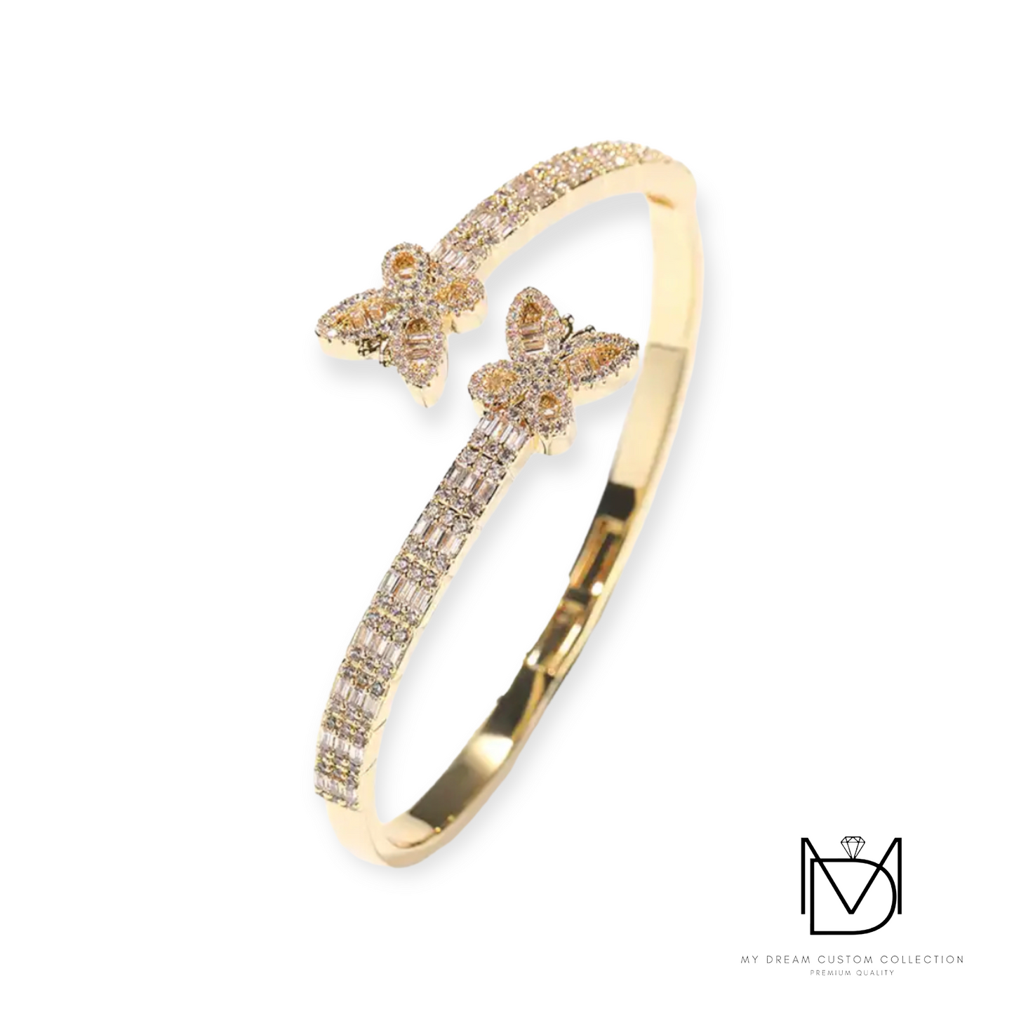 Encrusted Baguette Butterfly Bracelet: Fluttering Elegance