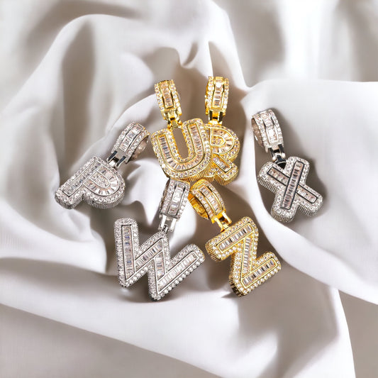 Baby Baguette Initial Pendant: Petite Elegance for All Ages