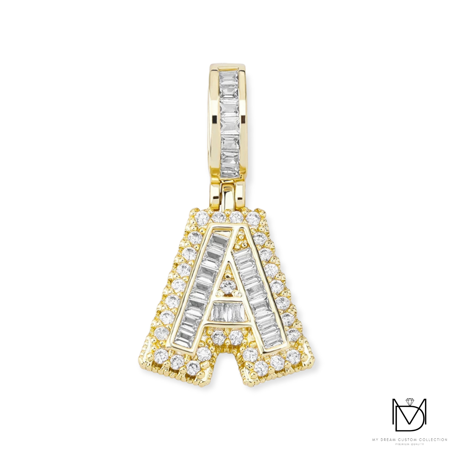 Baby Baguette Initial Pendant: Petite Elegance for All Ages