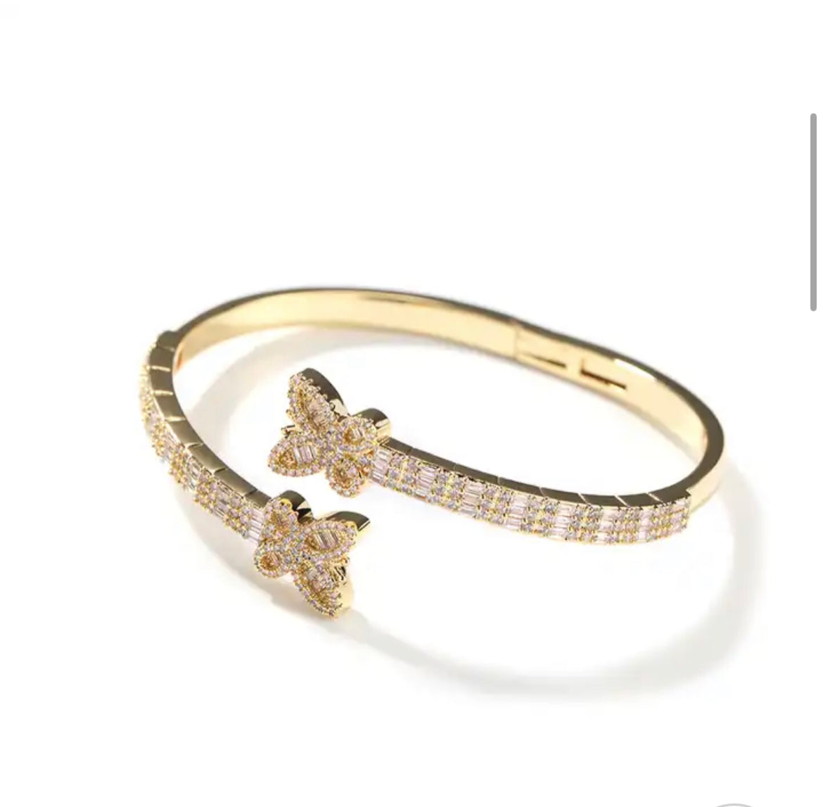 Encrusted Baguette Butterfly Bracelet: Fluttering Elegance
