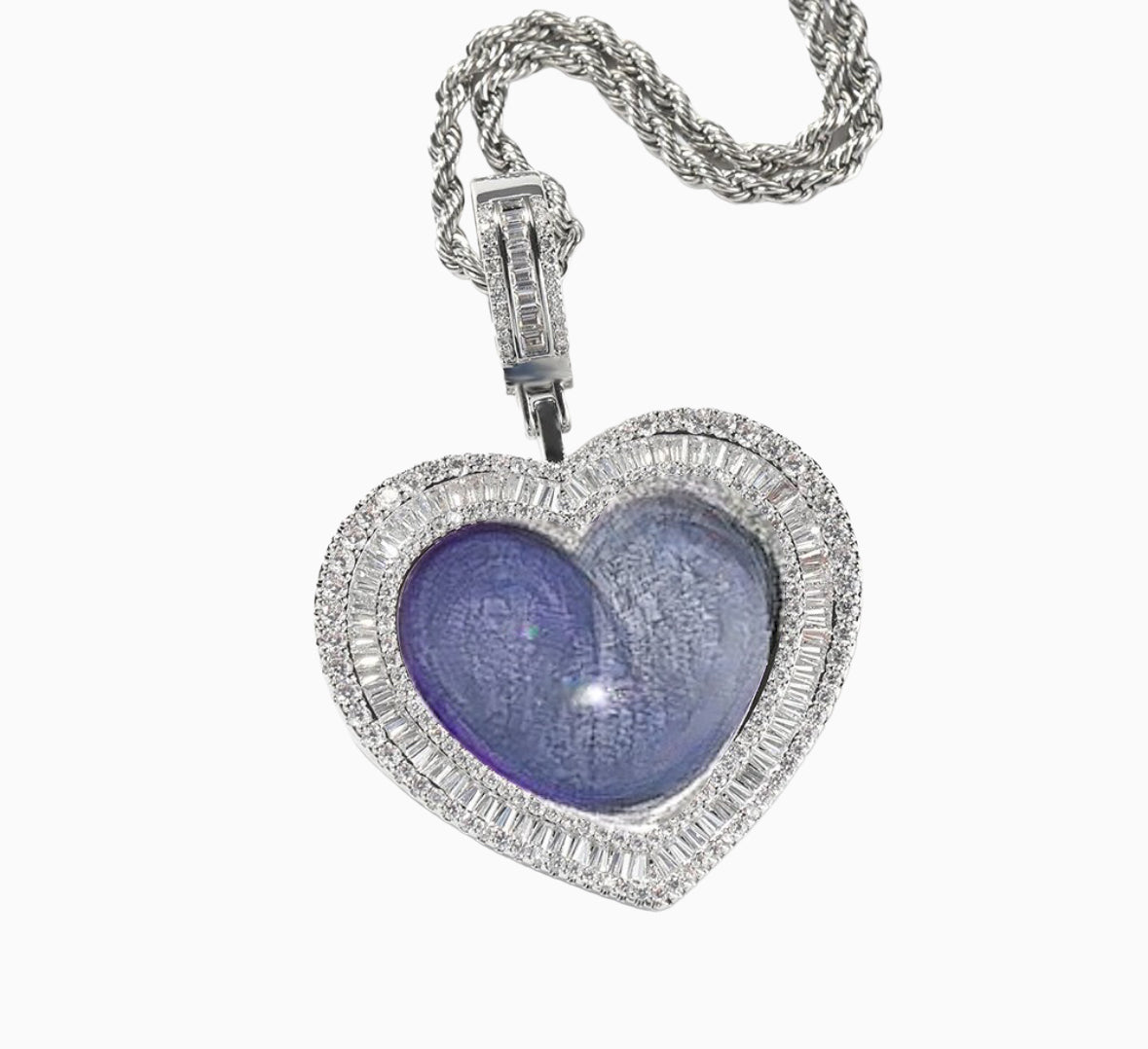 Baguette Heart Memory Pendant