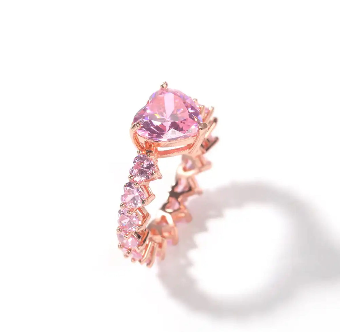 Infinite Love: Pink Stone Infinity Heart Ring in Rose Gold