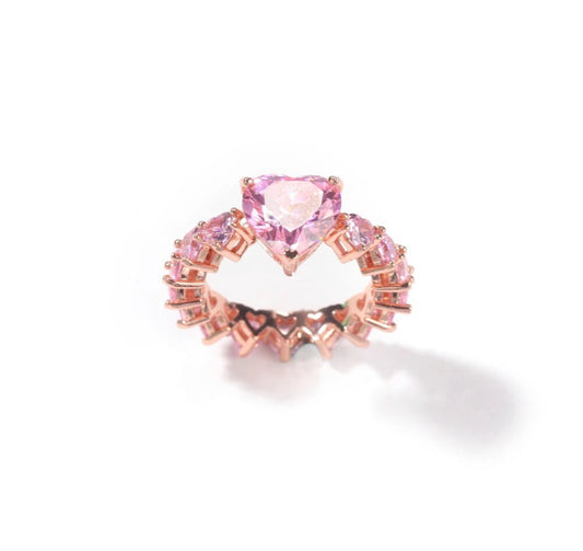 Infinite Love: Pink Stone Infinity Heart Ring in Rose Gold