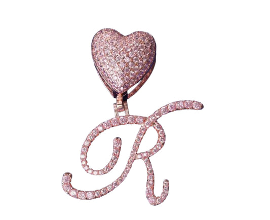 A Love Letter: Pink Heart Cursive Initial Pendant