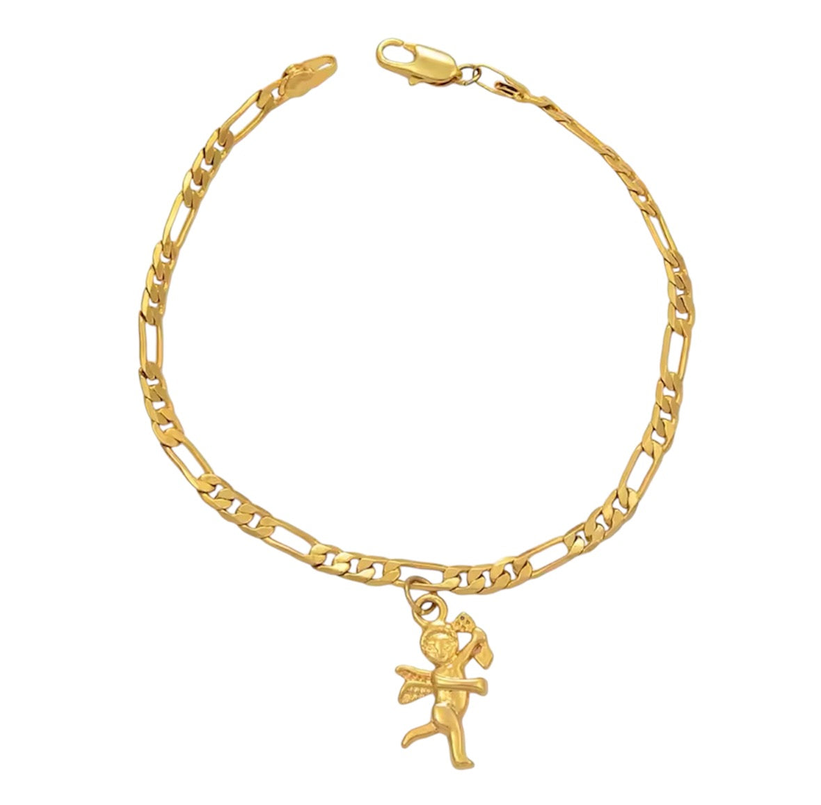 Adjustable Cuban Style Anklet with Angel charm