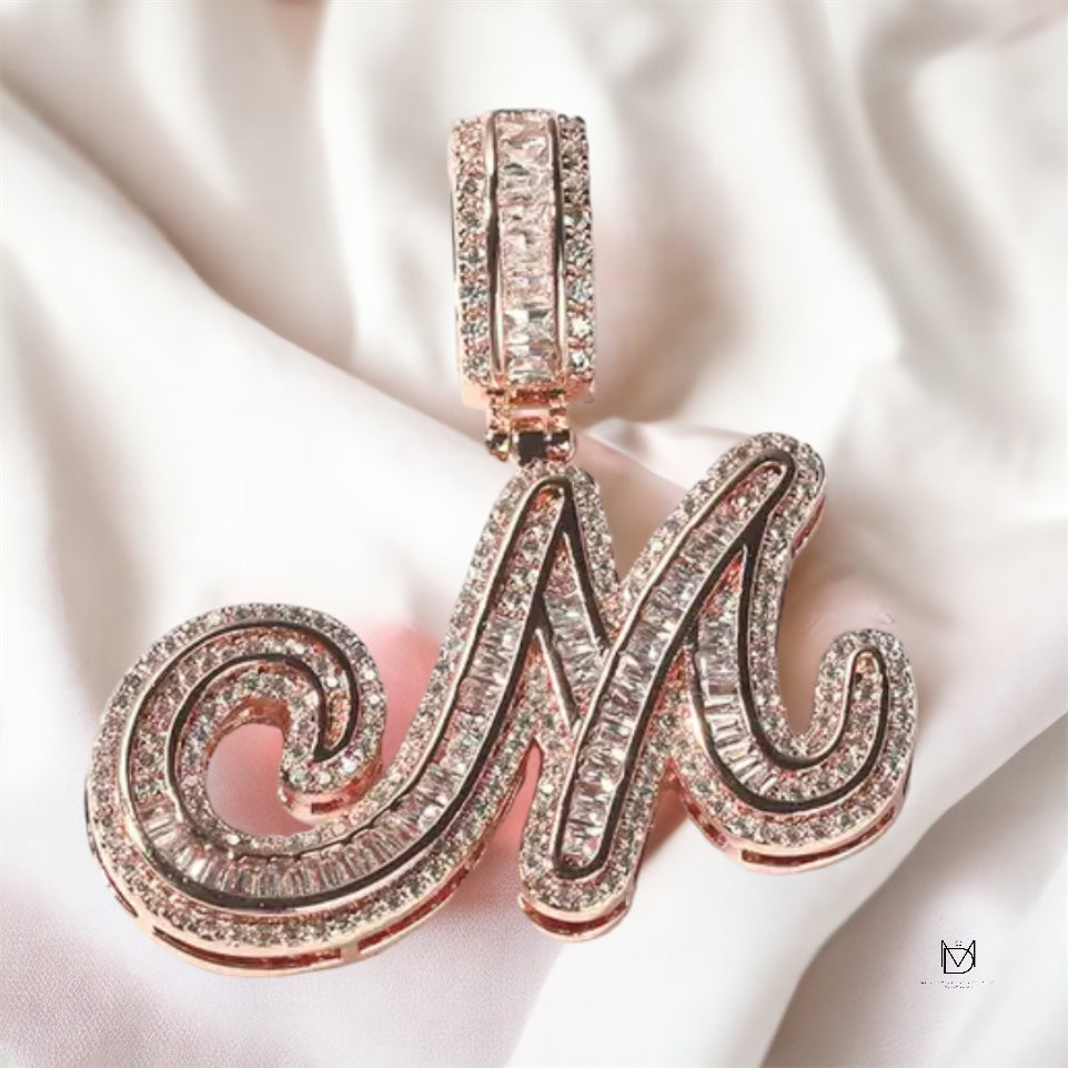 Elegance in Every Curve Baguette Initial Pendant