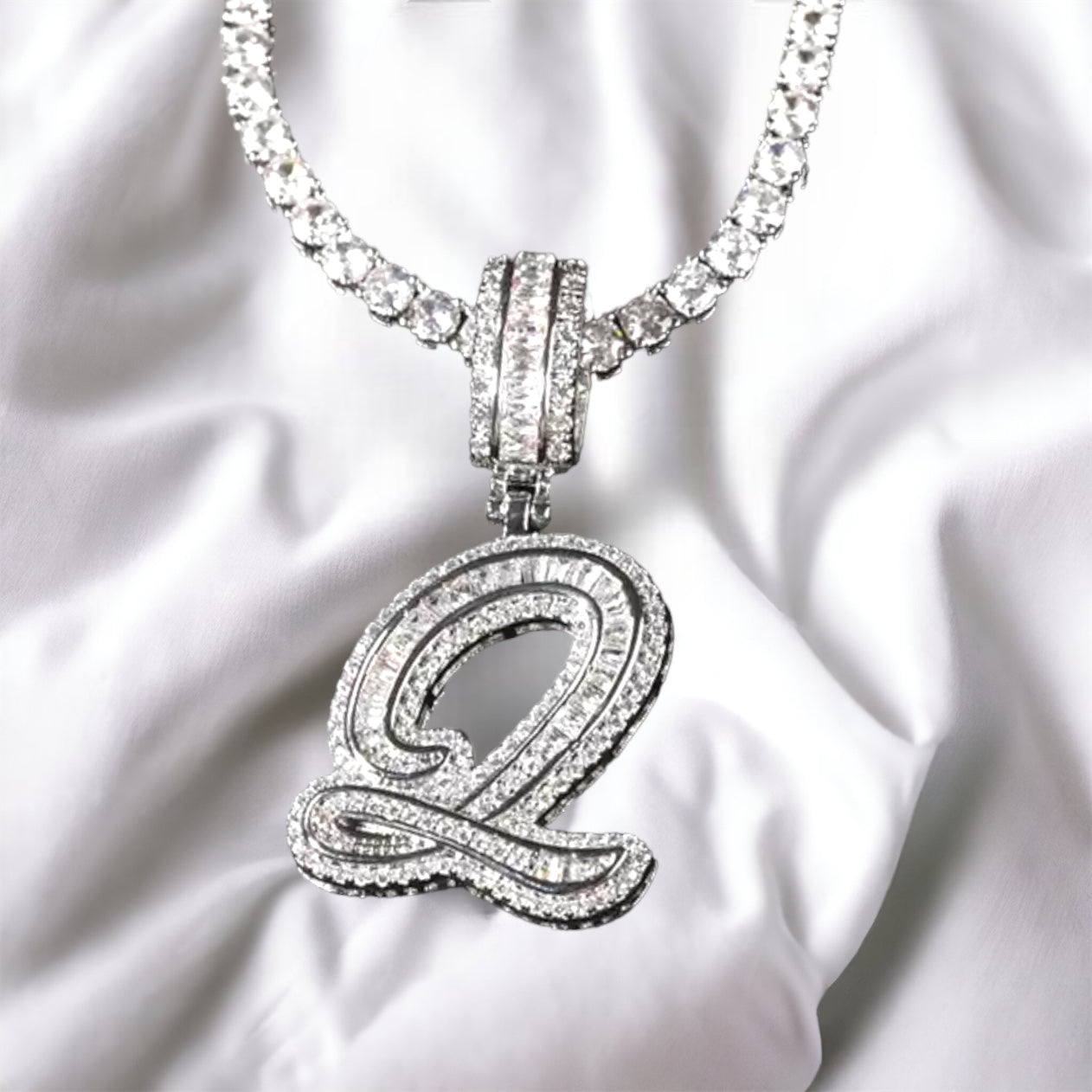 Elegance in Every Curve Baguette Initial Pendant